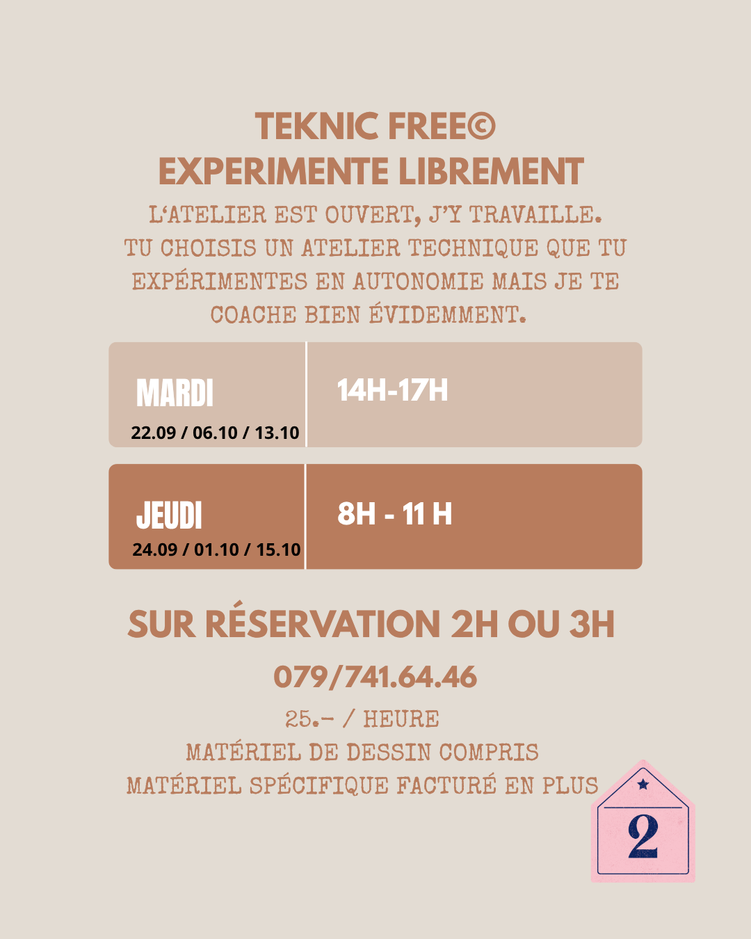 Dates Teknic Free - Atelier des Arts